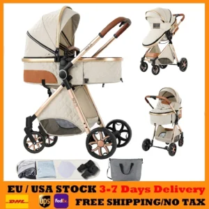 Light Stroller 3 in 1 Baby Stroller for Newborn Baby Items, Baby Carriage 3 in 1 Baby Cart for Travel with Four -Wheel Stroller