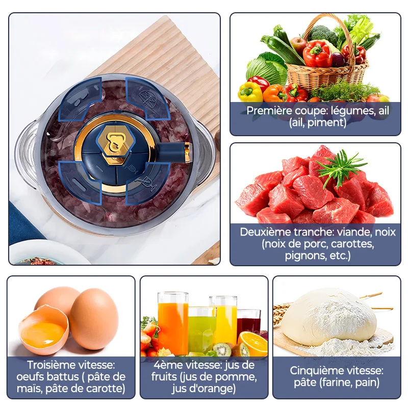 5L Electric Meat Grinders 304 Stainless Steel Food Crusher Multifunctional Vegetable Slicer Chopper Mincer Baby Food Processor - Image 3