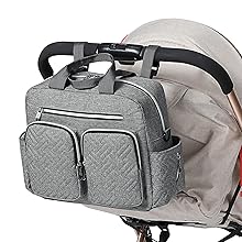 KONO Baby Diaper Bag Stylish & Walkable for Mom and Dad travel bag with Insulated Pockets for Vials & Snacks - Image 14