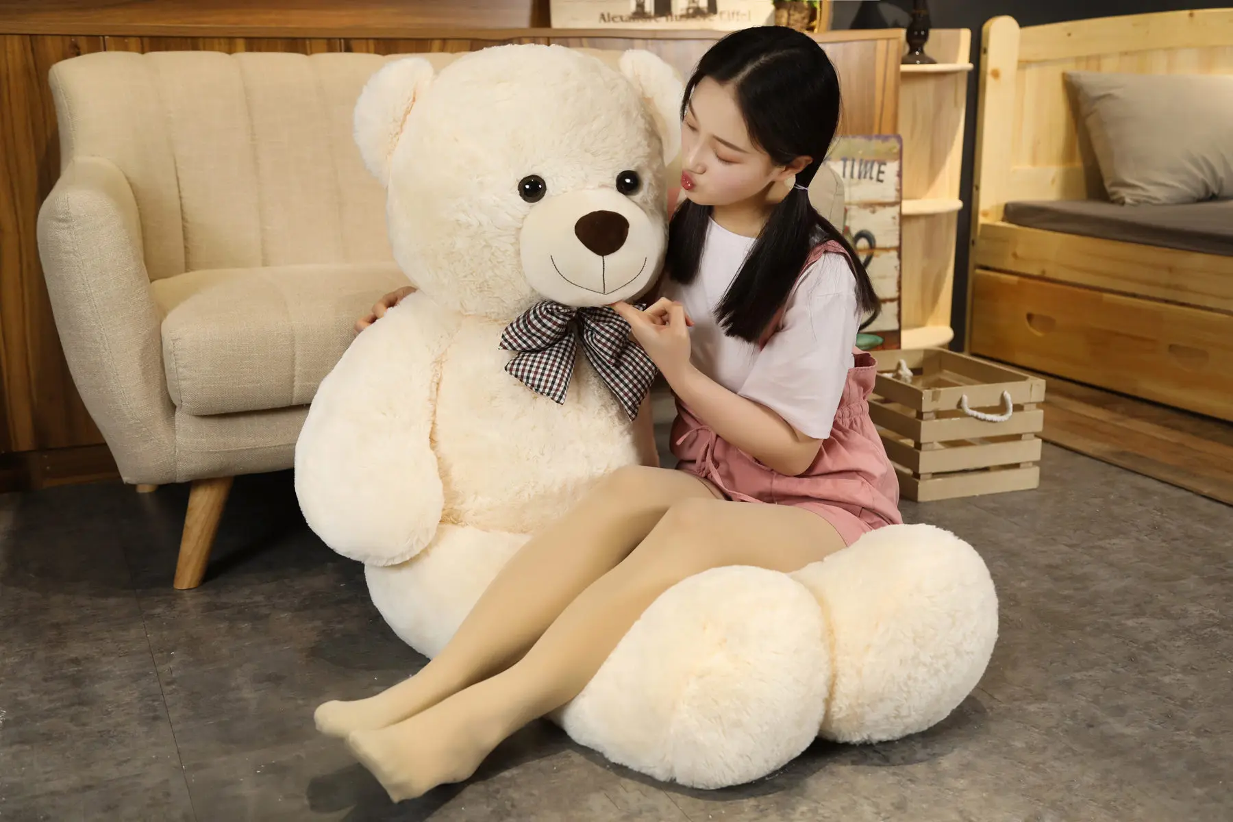 Giant 105cm Soft Teddy Bear Plush Toys White&Pink&Brown Bear Super Big Hugging Pillow Animal Cushion Children Birthday Gift - Image 15