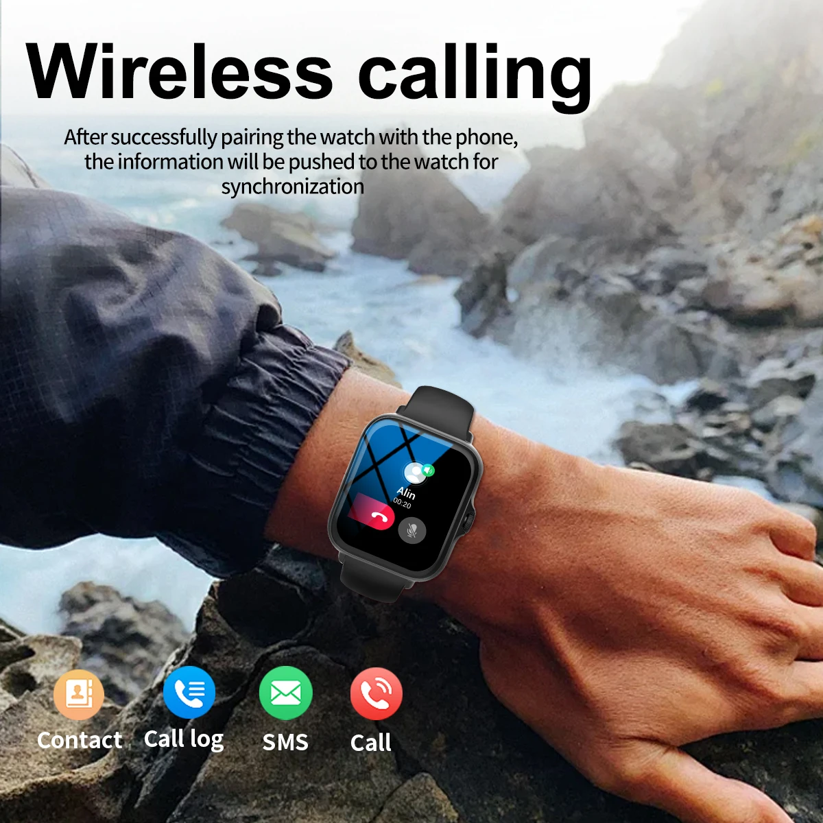 Smart watch with full touch screen, call, message reminder, music control and other functions, compatible with iPhone/android mo - Image 4