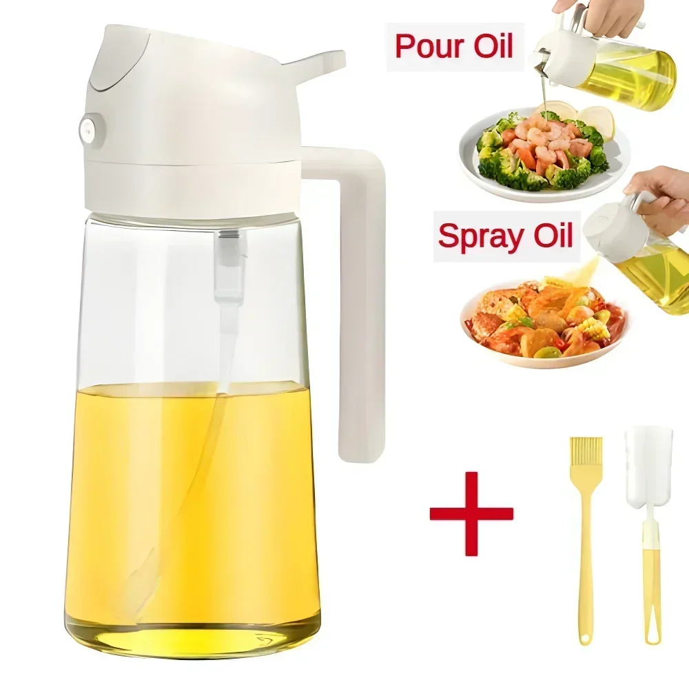 2IN1 Oil Dispenser 1-2PCS Mister 500ML Spray Plastics Oil Spray Bottle with 2pcs Brush Spray Pour Cooking Spritzer BBQ Bottle - Image 12