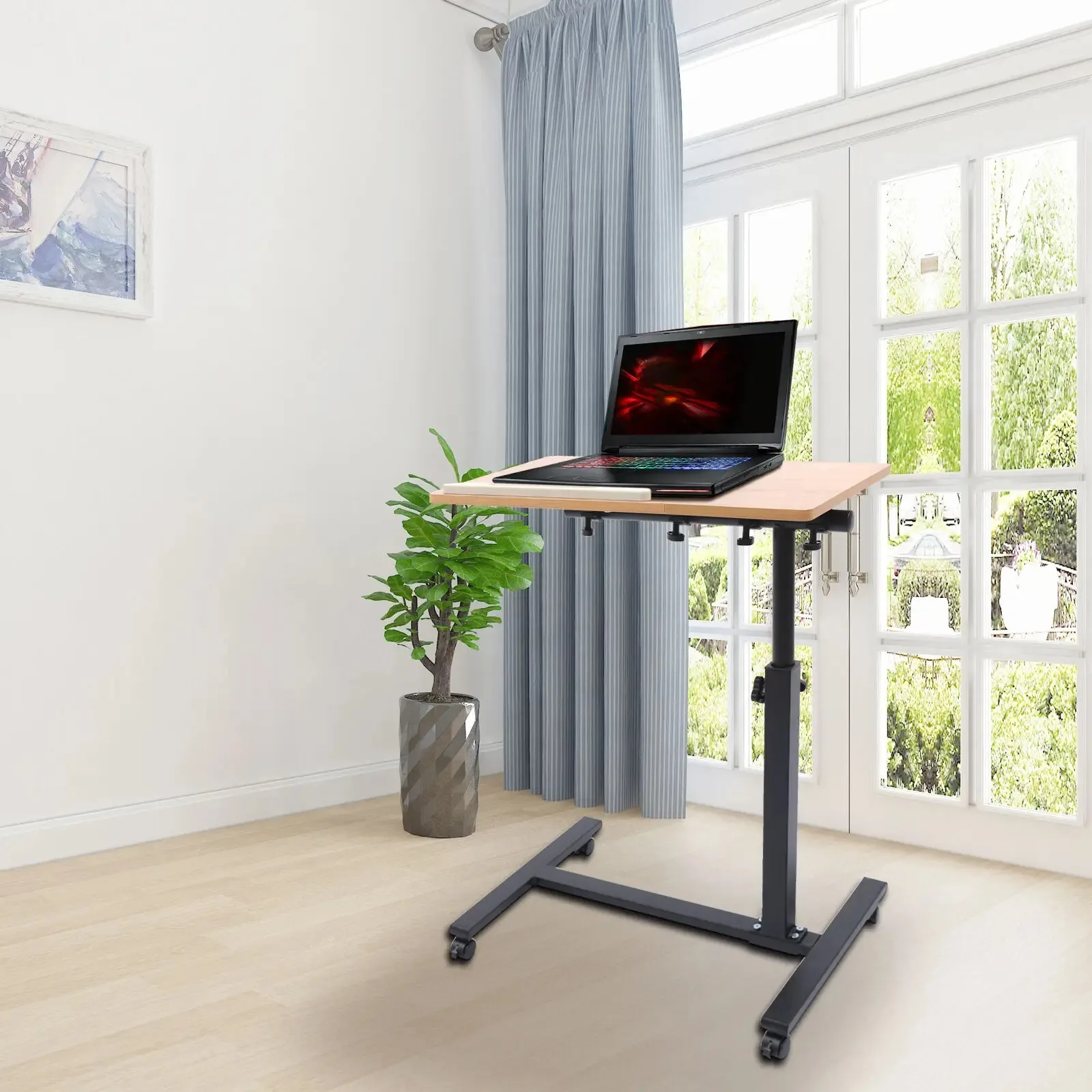 Portable Mobile Lift Computer Folding Desk Study Table Height Adjustable Computer Desk Lap Bed Tray Bed Desk Work Furniture - Image 2
