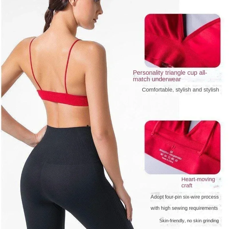 V Neck Seamless Triangle Cup Bra Camisole Underwear Wrapped Chest Women S M L Breathable Gather Up Sports Fitness Yoga Casual - Image 6