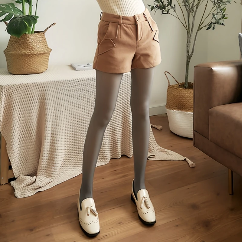 M L XL Plus Size Thermal Fleece Lining Warm Shaping Pantyhose Women Sexy Fake Semi-Transparent High Waist Tights Leggings - Image 19