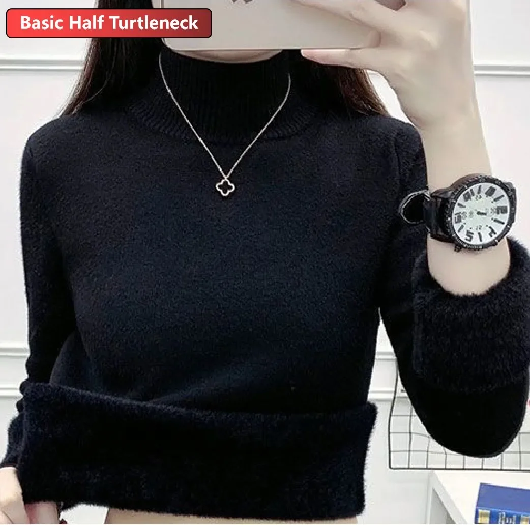 Sweater For Women Winter Thicken Turtleneck Slim Knit Pullover New Warm Plush Velvet Lined Knitwear Jumper Tops Casual Poleras - Image 17