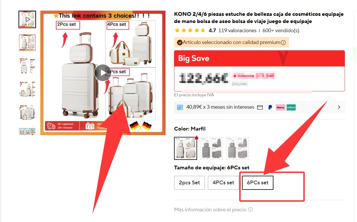 KONO 2/4/6-piece beauty case box cosmetics case hand luggage toilet bag travel bag luggage set - Image 10