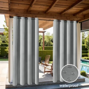 1pc Solid 100% Blackout Curtains, Waterproof Outdoor Curtains for Garden, Patio, Porch, Bedroom, Living Room, Pergola, Cabana