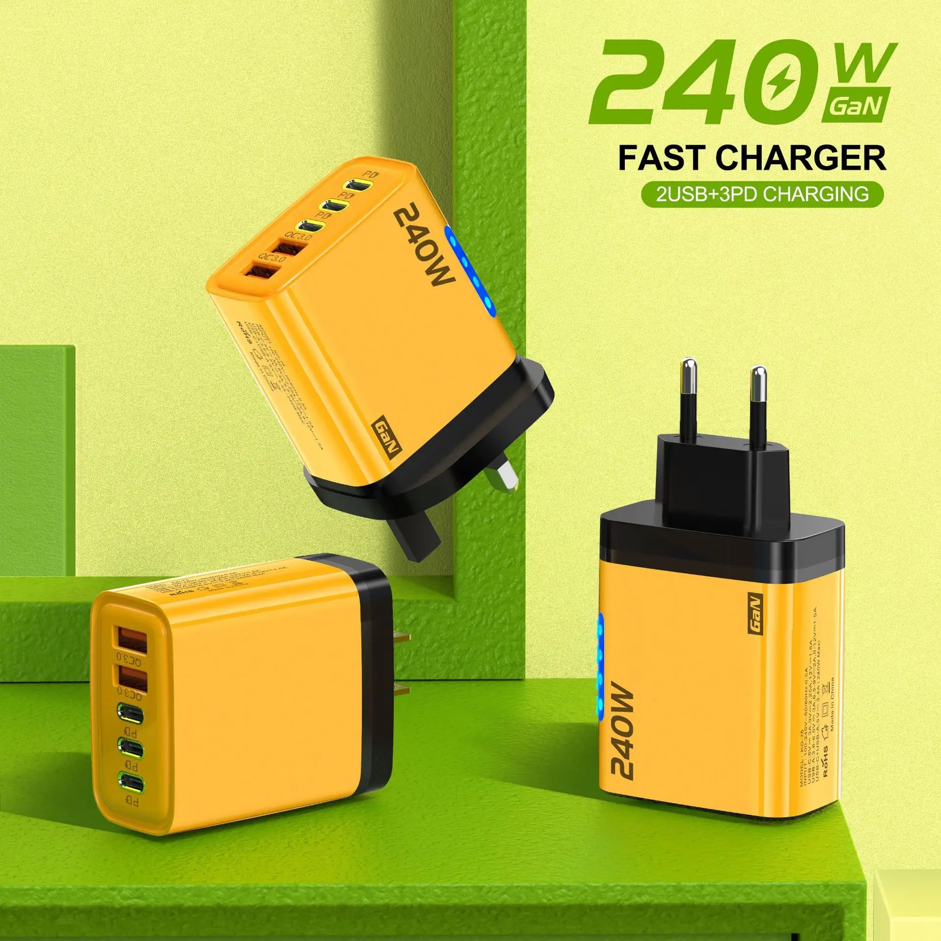 Xiaomi 240W GaN Fast Charger With LED Light 2USB+3TypeC Multi Port Phone Charging Head For iPhone Samsung Laptop Tablets New - Image 11