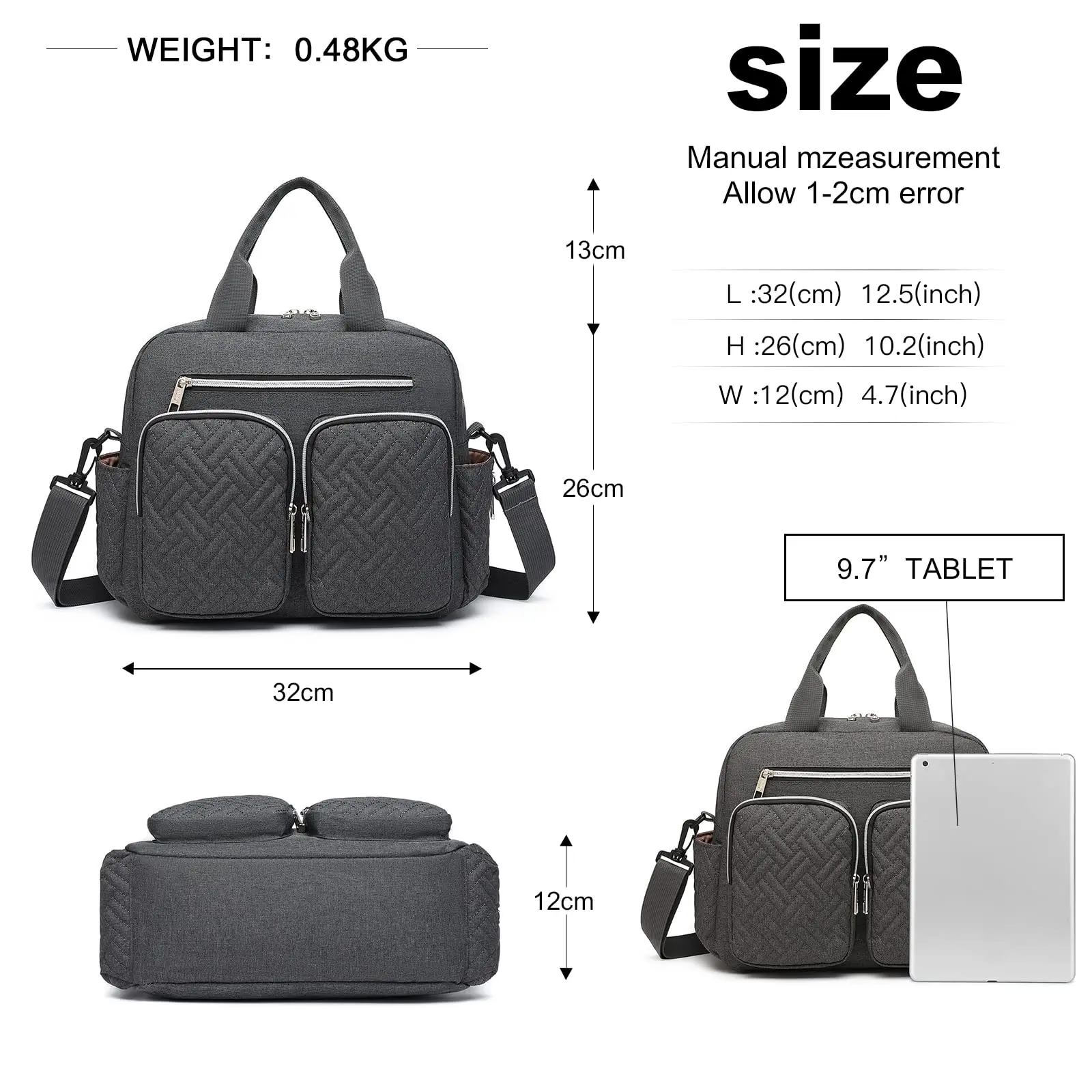 KONO Baby Diaper Bag Stylish & Walkable for Mom and Dad travel bag with Insulated Pockets for Vials & Snacks - Image 2