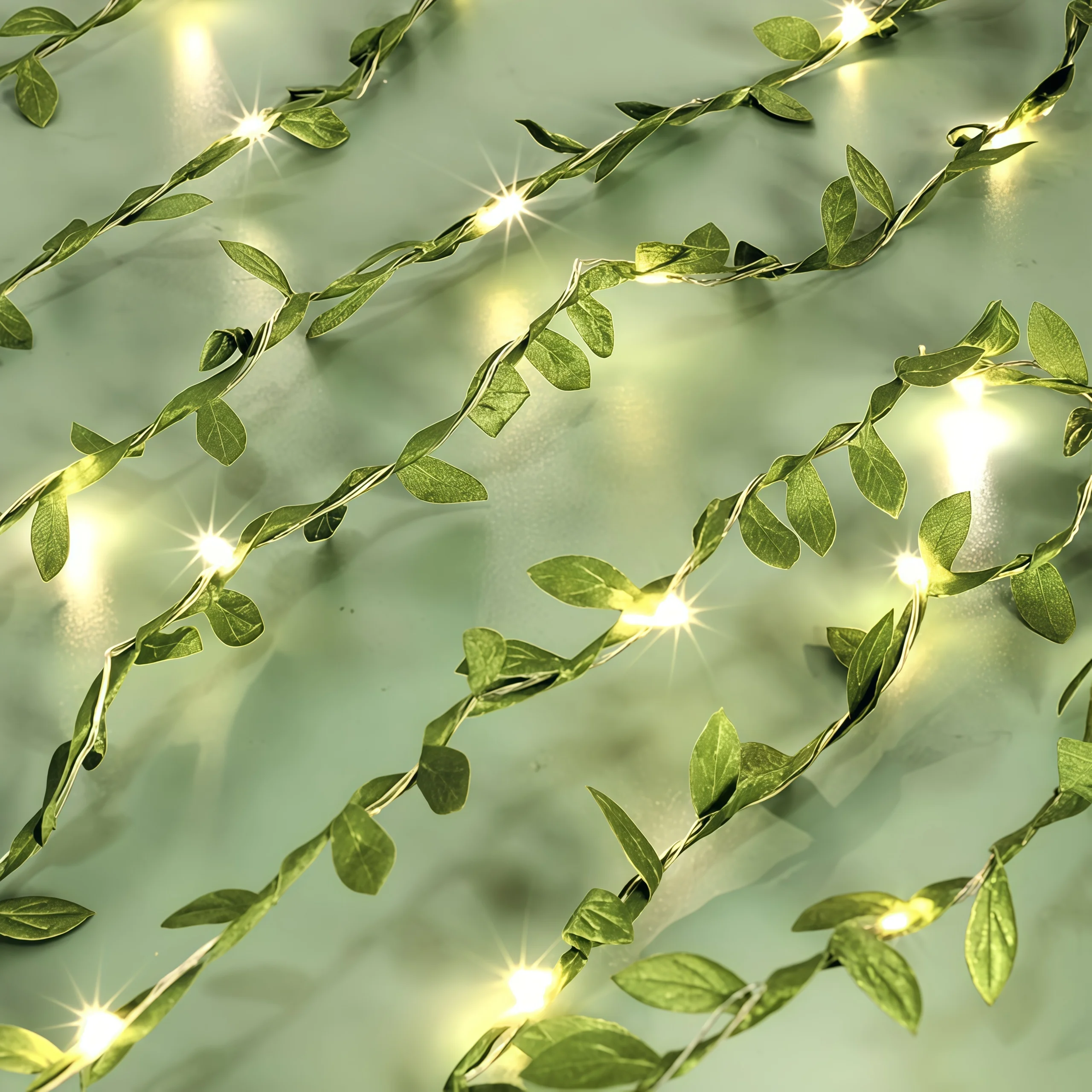 Battery Operated Green Leaves String Lights Artificial Leaf Garland LED Fairy Lights for Hanging Wedding Christmas Decoration - Image 9