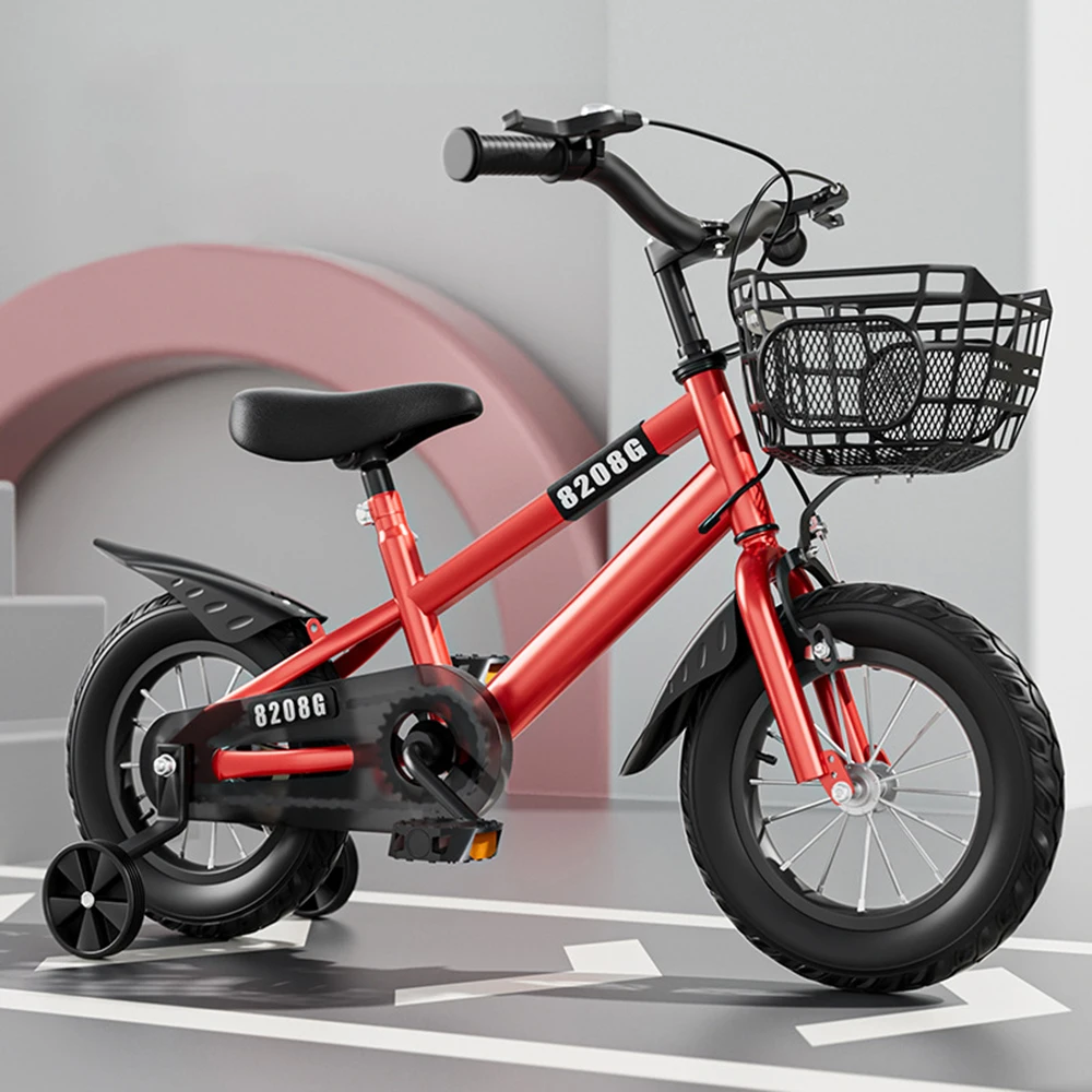 Kids Bike Bicycle for Girls Ages 3-7 Years with Training Wheels Basket Kids Bicycle - Image 3