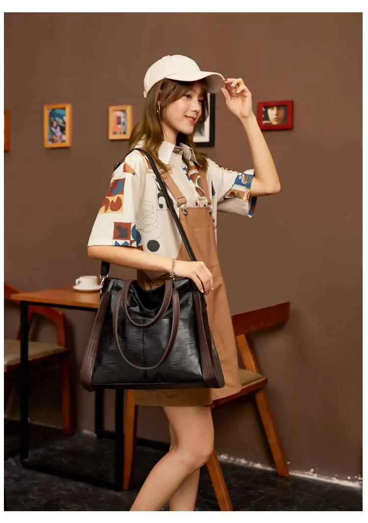 Large Capacity Handbags Women Soft Leather Shoulder Crossbody Bag Ladies Bucket Bags Retro Tote Luxury Satchel Handbag and Purse - Image 14