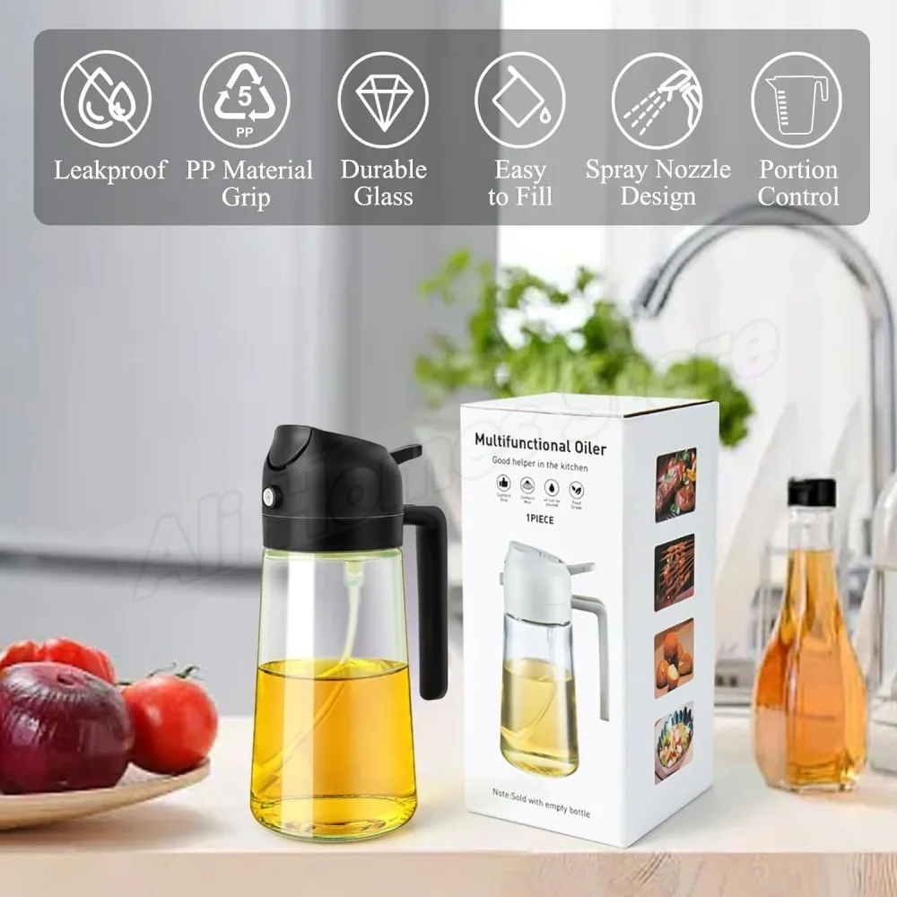 2IN1 Oil Dispenser 1-2PCS Mister 500ML Spray Plastics Oil Spray Bottle with 2pcs Brush Spray Pour Cooking Spritzer BBQ Bottle - Image 43
