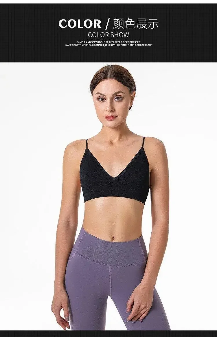 V Neck Seamless Triangle Cup Bra Camisole Underwear Wrapped Chest Women S M L Breathable Gather Up Sports Fitness Yoga Casual - Image 23