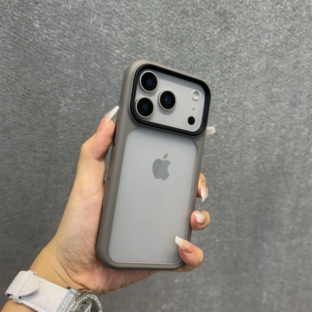 New Metal Buttons Skin Feel Orange Shield Matte Transparent Phone Case For iPhone 17 Pro Max 17 Air 17 Pro 17 Shockproof Cover - Image 2