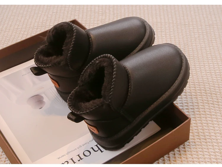 Boys Girls Winter Boots Kids Snow Boots Ankle Slip-on Fashion Classic Warm Thick Plush Cotton Children Rubber Boots 26-37 Soft - Image 11