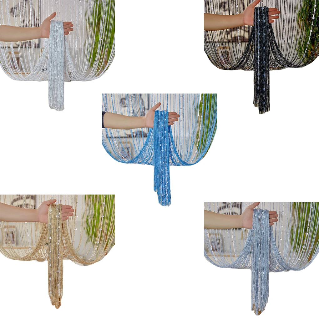 Crystal Beaded String Curtains Screen String Divider Blind Flash Line Shiny Tassel String Door Curtain for Living Door Window - Image 14