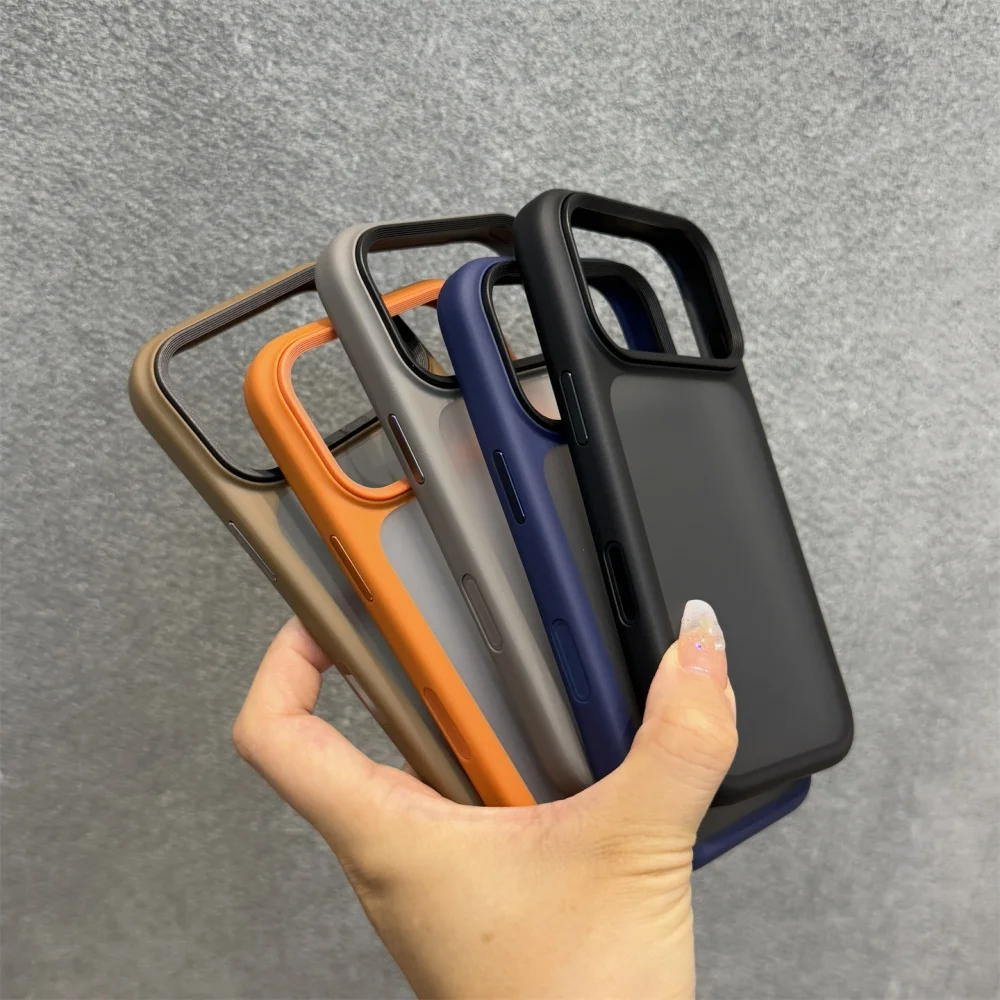 New Metal Buttons Skin Feel Orange Shield Matte Transparent Phone Case For iPhone 17 Pro Max 17 Air 17 Pro 17 Shockproof Cover - Image 4