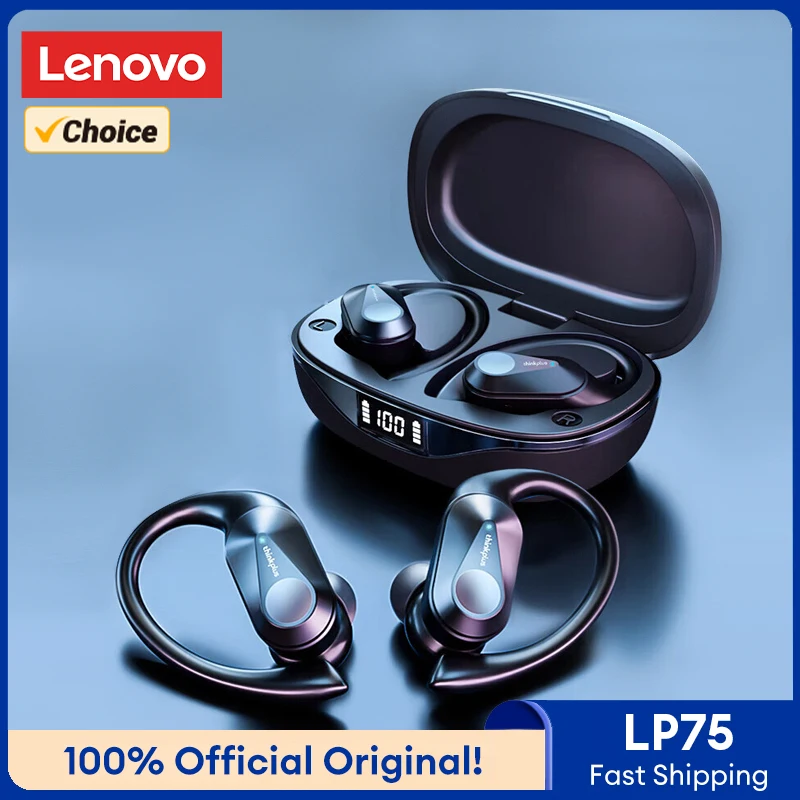 Lenovo Original LP75 TWS Bluetooth 5.3 Headphones Wireless Music Earphones LED Digital Display Noise Reduction Game Earbuds New - Image 7
