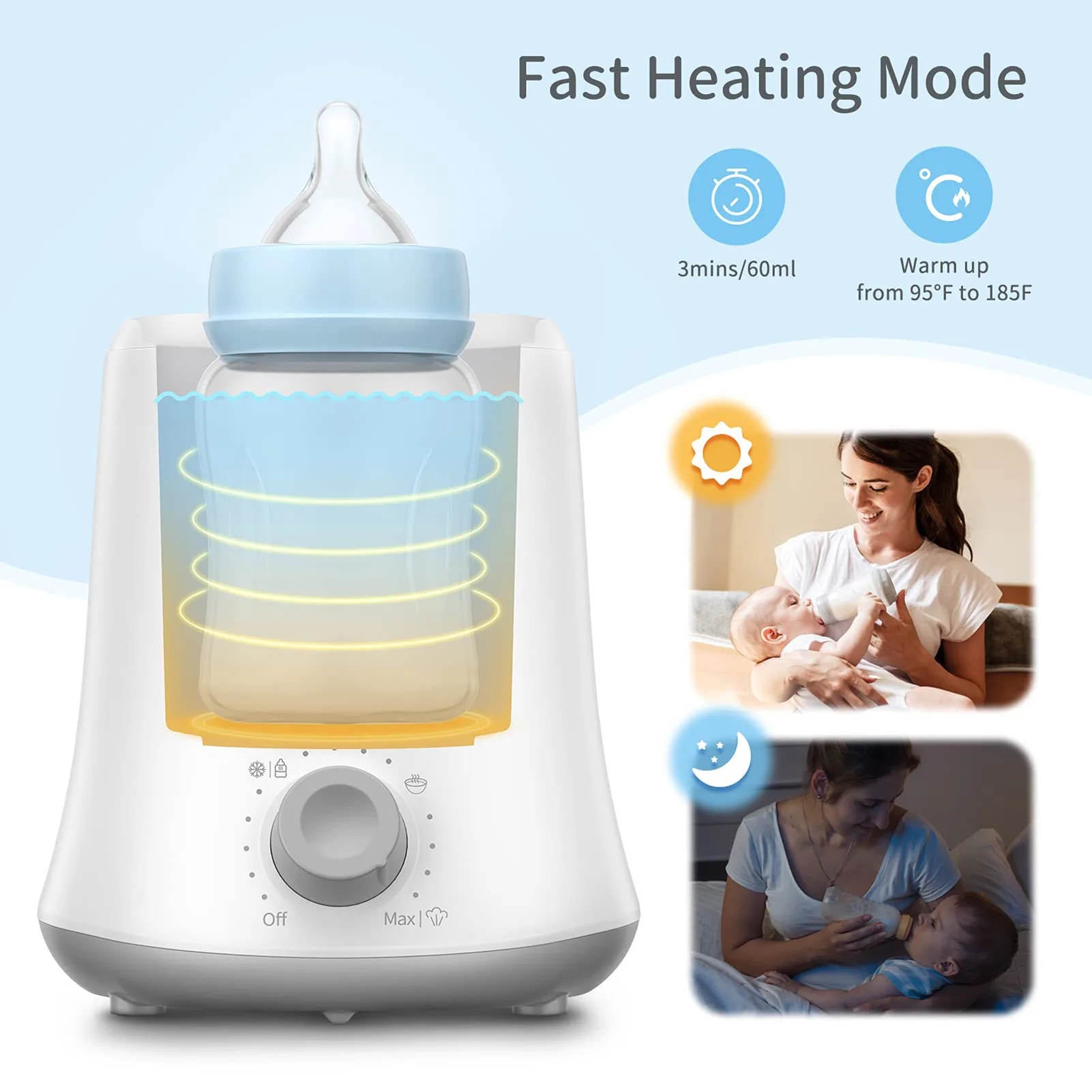 Multifunction Baby Bottle Warmer High Temperature Steam Fast Heating Milk Warmer Auto Shut Off PP Stainless Steel Bottle Warmer - Image 2