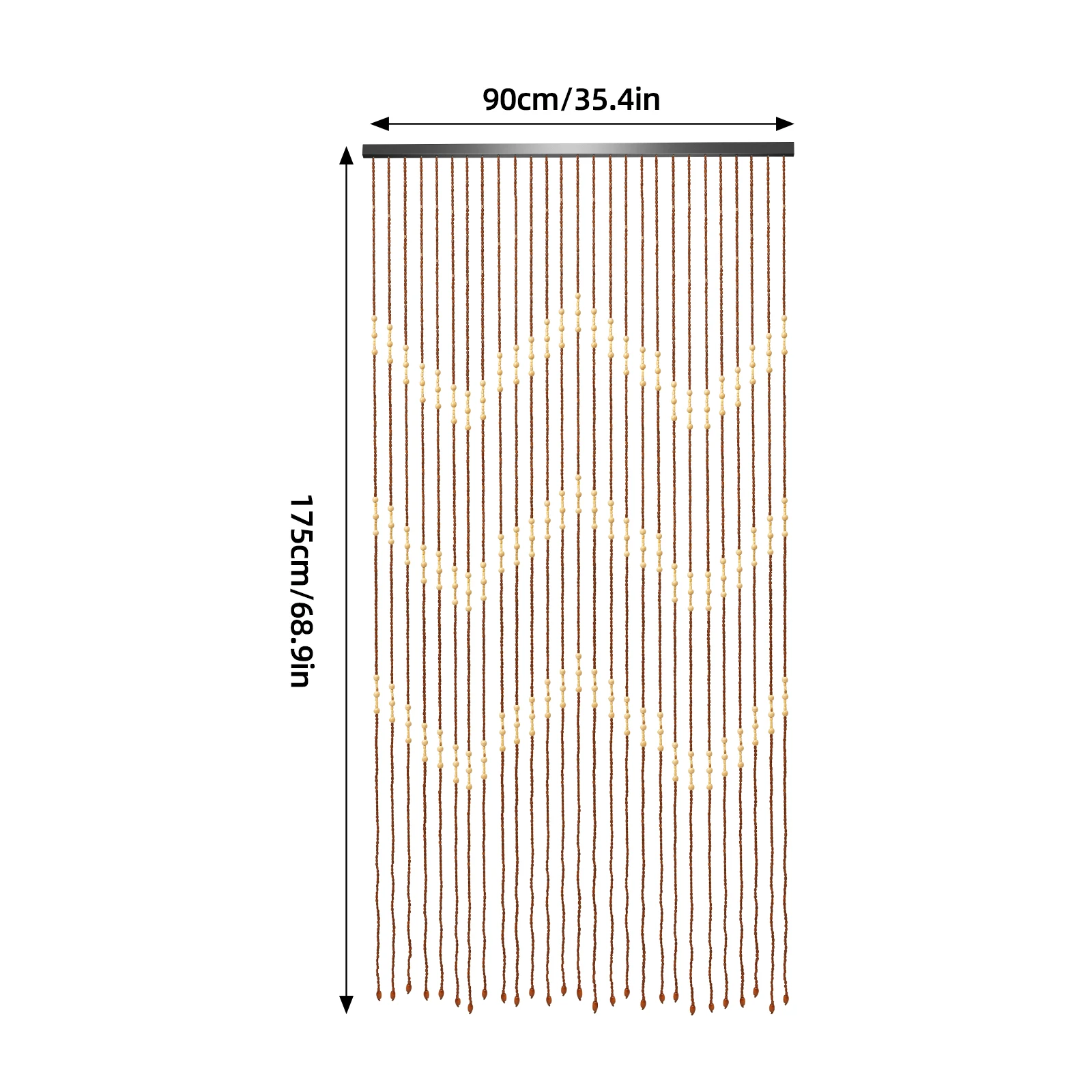 Wooden Bead Curtain 35.4*68.9IN Size 27 Lines Retro Design No-Punch Installation for Living Room Bedroom Door Window Decoration - Image 3