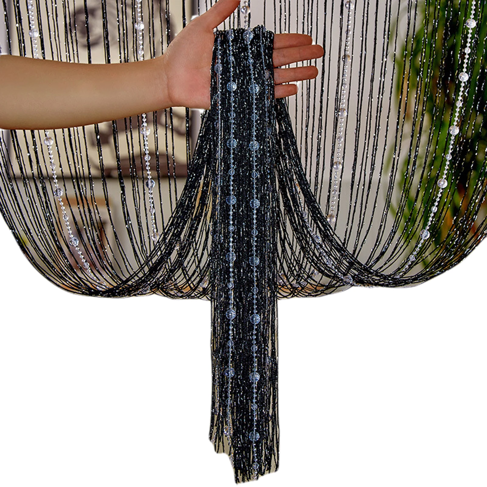 Crystal Beaded String Curtains Screen String Divider Blind Flash Line Shiny Tassel String Door Curtain for Living Door Window - Image 3