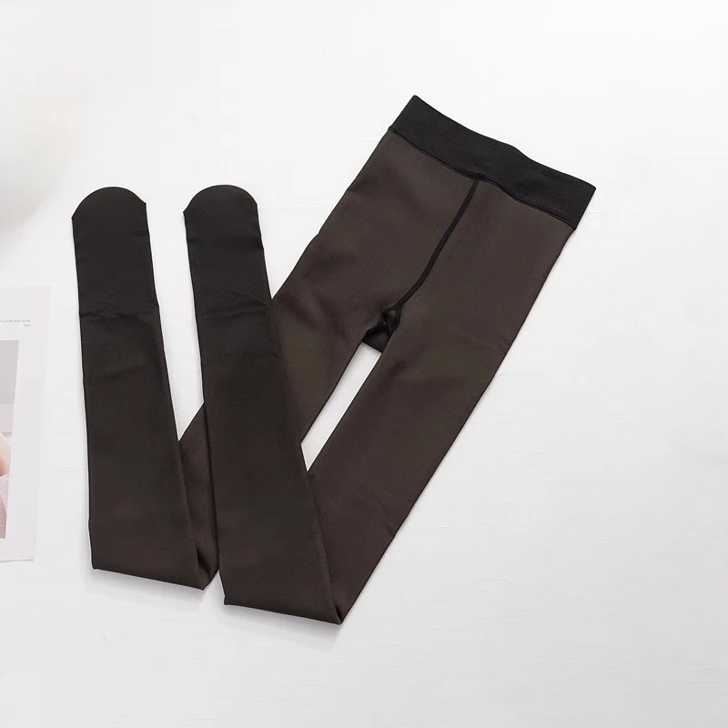 M L XL Plus Size Thermal Fleece Lining Warm Shaping Pantyhose Women Sexy Fake Semi-Transparent High Waist Tights Leggings - Image 13