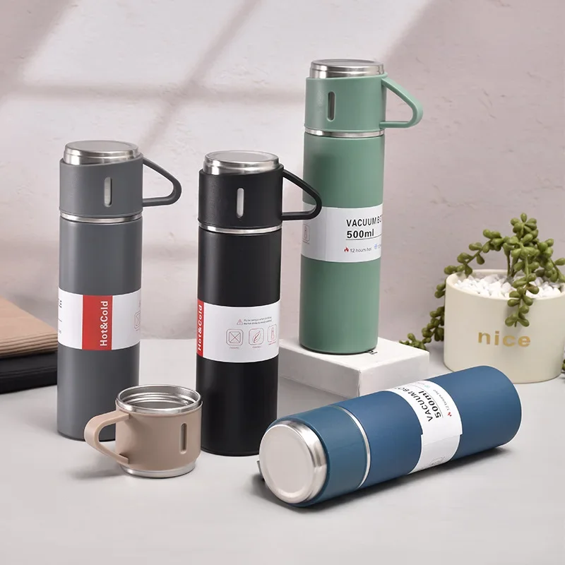 500ML Stainless Steel Vacuum Flask Gift Set Office Business Style Thermos Bottle Outdoor Hot Water Thermal Insulation Couple Cup - Image 19