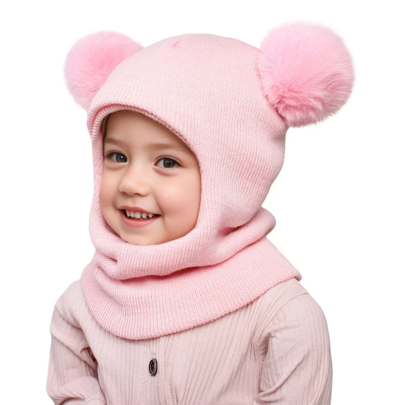 One-Piece Baby Hat Scarf for Boys Cute Pompom Kids Knitted Beanie Winter Infant Girls Cap Ears Neck Warm Protection Bonnet 1-5Y - Image 13