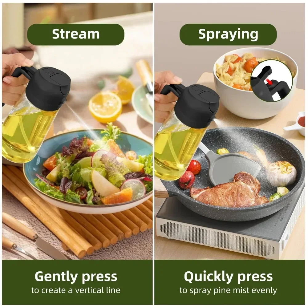 2IN1 Oil Dispenser 1-2PCS Mister 500ML Spray Plastics Oil Spray Bottle with 2pcs Brush Spray Pour Cooking Spritzer BBQ Bottle - Image 4
