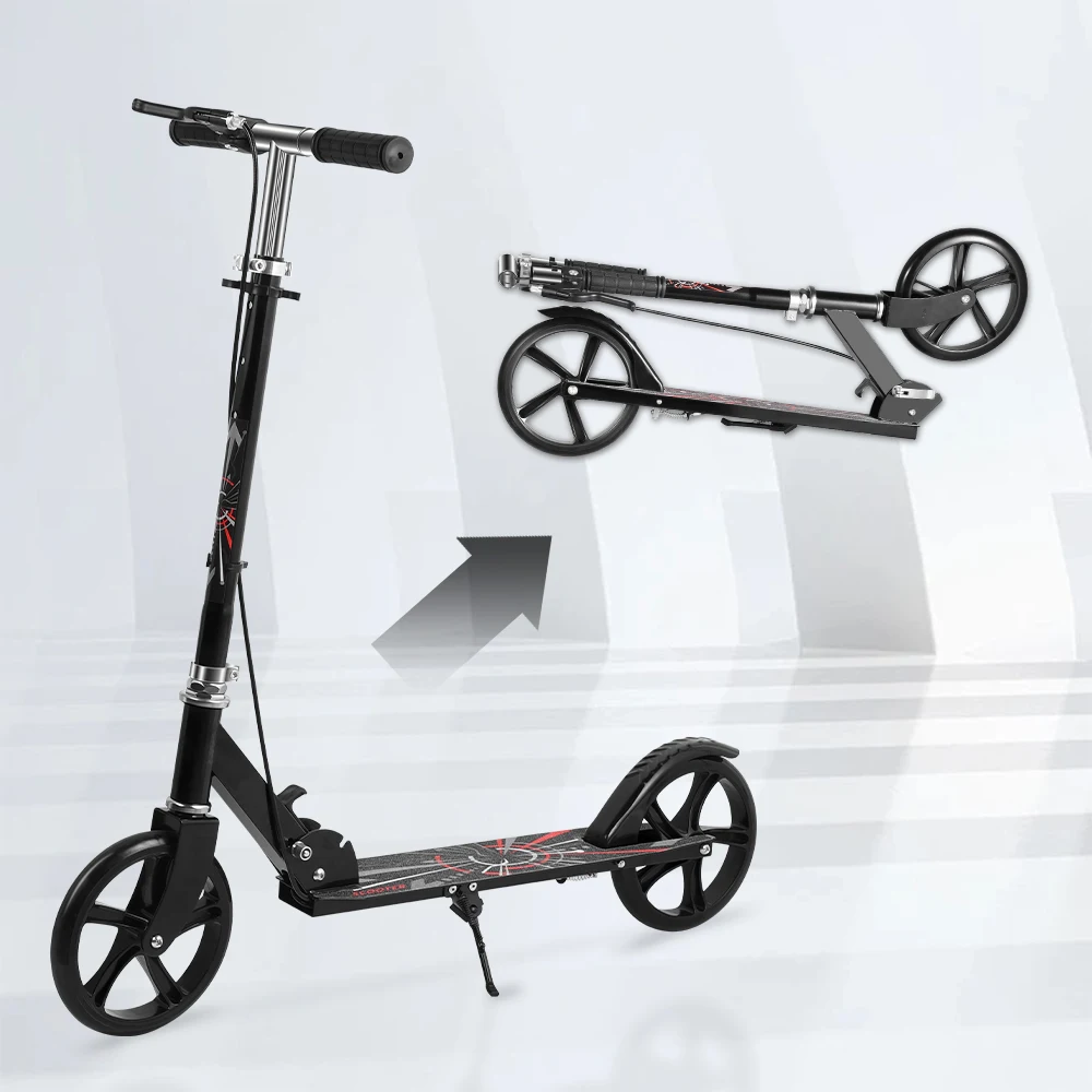 Foldable Handbrake Scooters Adjustable Height Handlebar Portable Two Wheels Pedals Riding Scooter For Teenager Adult - Image 7