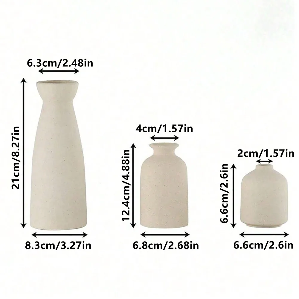 3PCS Bohemian Ceramic Vase Set, Matte Neutral Cylinder Vases for Home Decor, Mother's Day Gift & Living Room Elegant Decor - Image 6