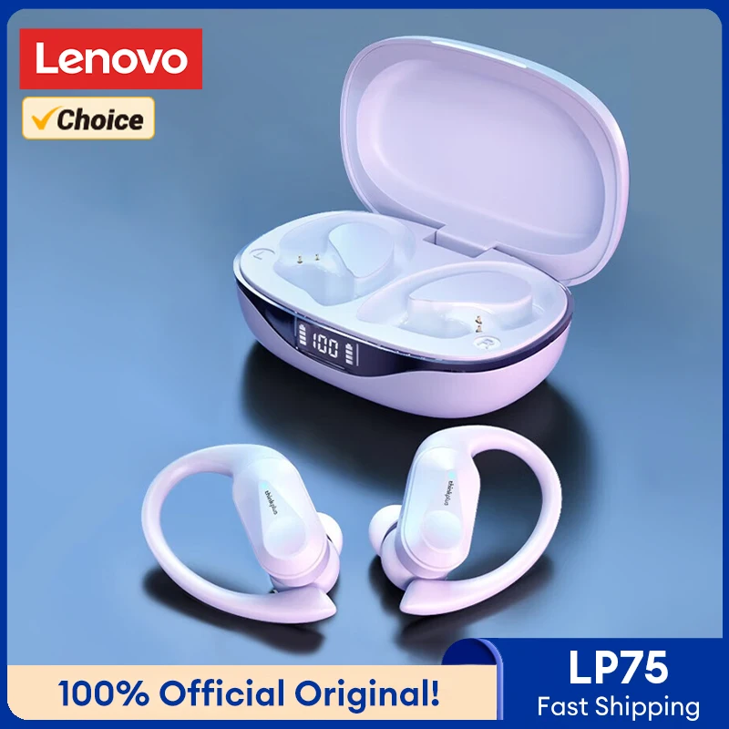 Lenovo Original LP75 TWS Bluetooth 5.3 Headphones Wireless Music Earphones LED Digital Display Noise Reduction Game Earbuds New - Image 9