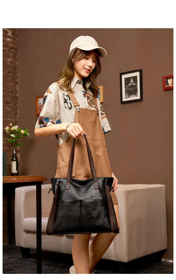 Large Capacity Handbags Women Soft Leather Shoulder Crossbody Bag Ladies Bucket Bags Retro Tote Luxury Satchel Handbag and Purse - Image 11