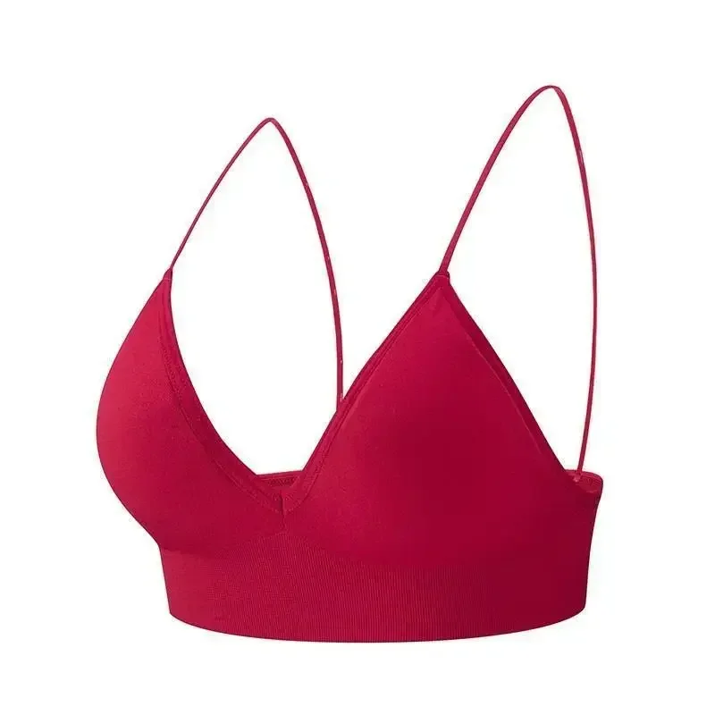 V Neck Seamless Triangle Cup Bra Camisole Underwear Wrapped Chest Women S M L Breathable Gather Up Sports Fitness Yoga Casual - Image 9