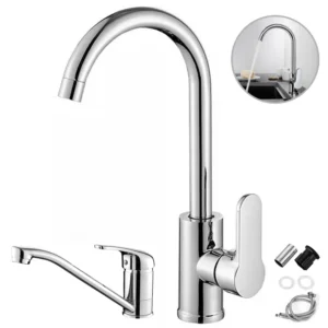 G3/8 Kitchen Faucet Hot and Cold Mixed Bathroom Faucet Single Handle Swivel Water Tap Deck Mounted Basin Faucet