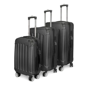 Rosahqnda Hard Shell Suitcase,3-Piece Travel Suitcase Set(28/24/20),Hand Luggage,ABS Material,Black,Grey