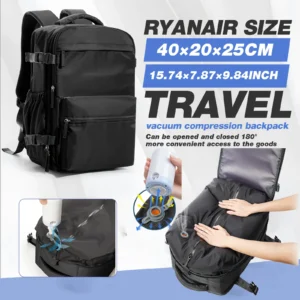Ryanair 40x20x25 Cabin Bag Vacuum Clothing Storage Bag  Air Vacuum Compression Travel Backpack Men Women 15.6in Laptop Backpack