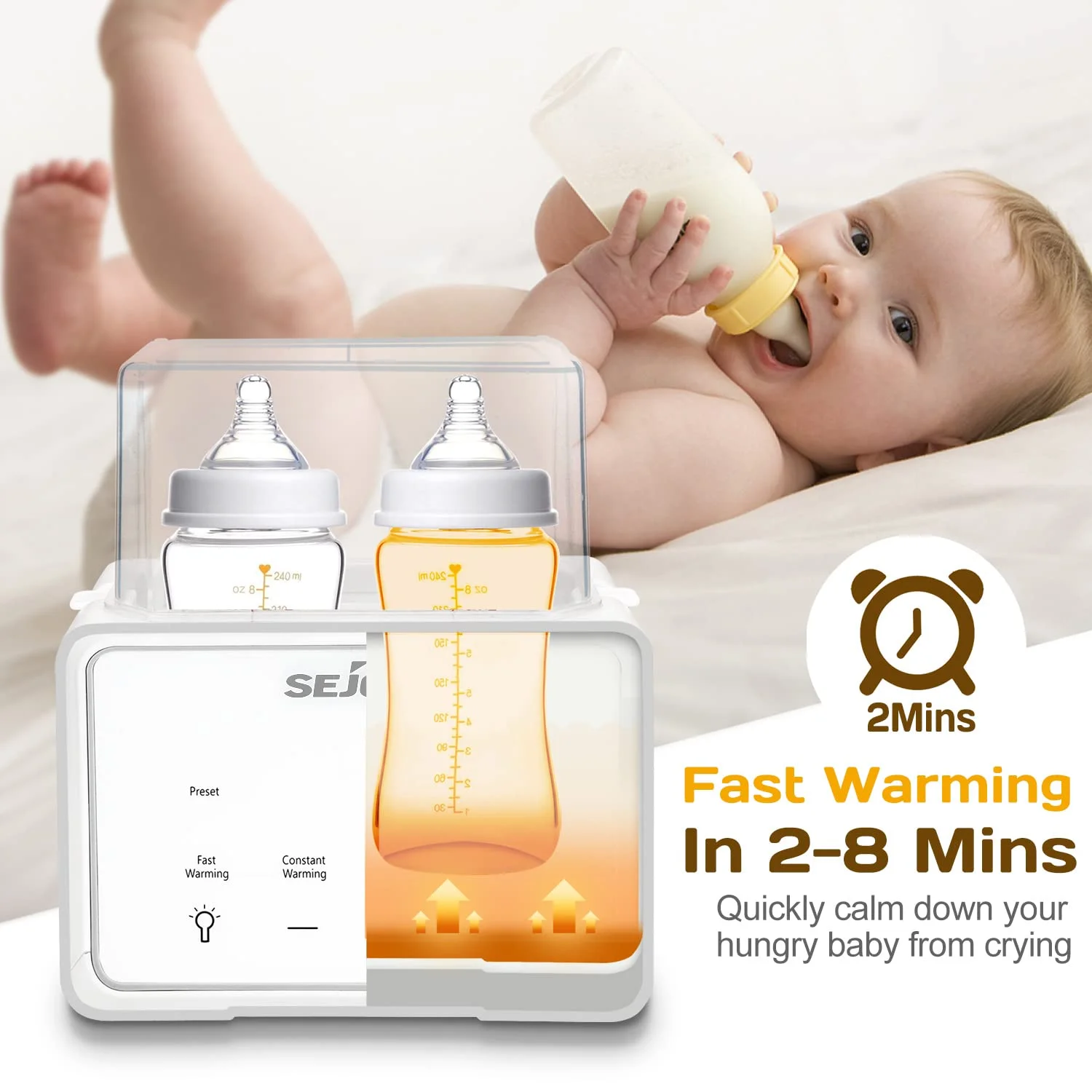 SEJOY Bottle Warmer, 6 in 1,breastmilk and Formula Milk Warmer, Baby Food Heating, Baby Water Warmer, Breast Feeding Essentials - Image 3
