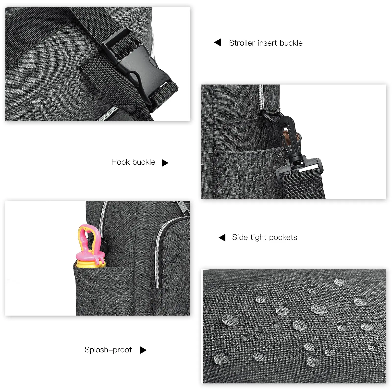 KONO Baby Diaper Bag Stylish & Walkable for Mom and Dad travel bag with Insulated Pockets for Vials & Snacks - Image 3