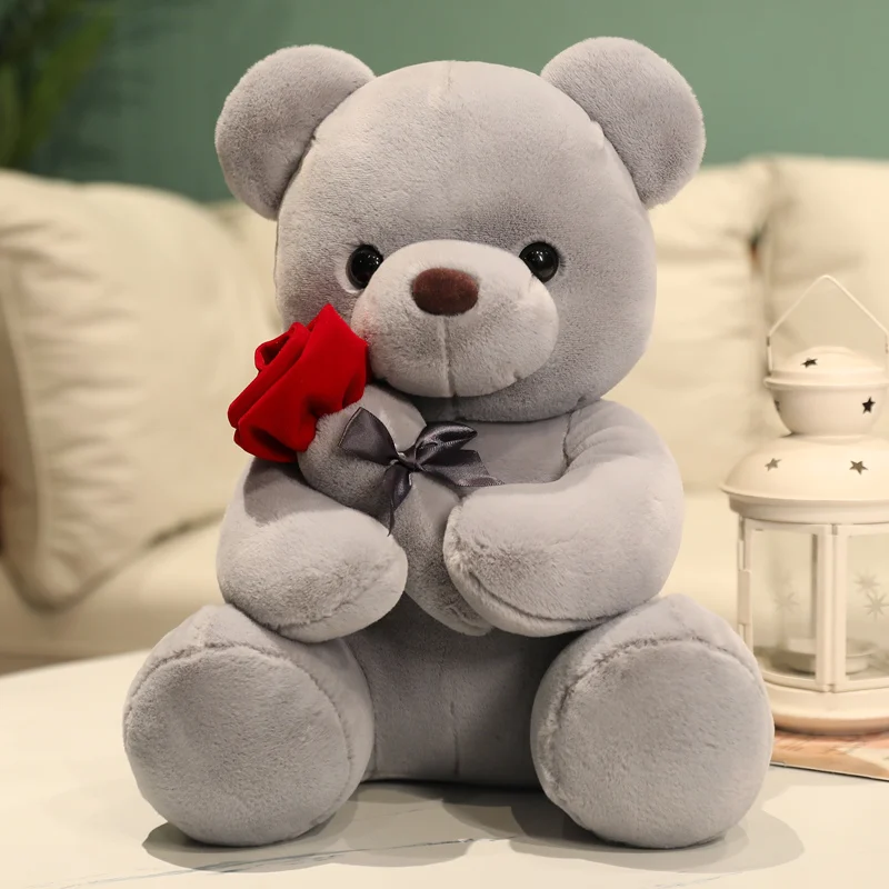 Kawaii Teddy Bear with Roses Plush Toy Soft Bear Stuffed Doll Romantic Gift for Lover Home Decor Valentine's Day Gifts for Girls - Image 3