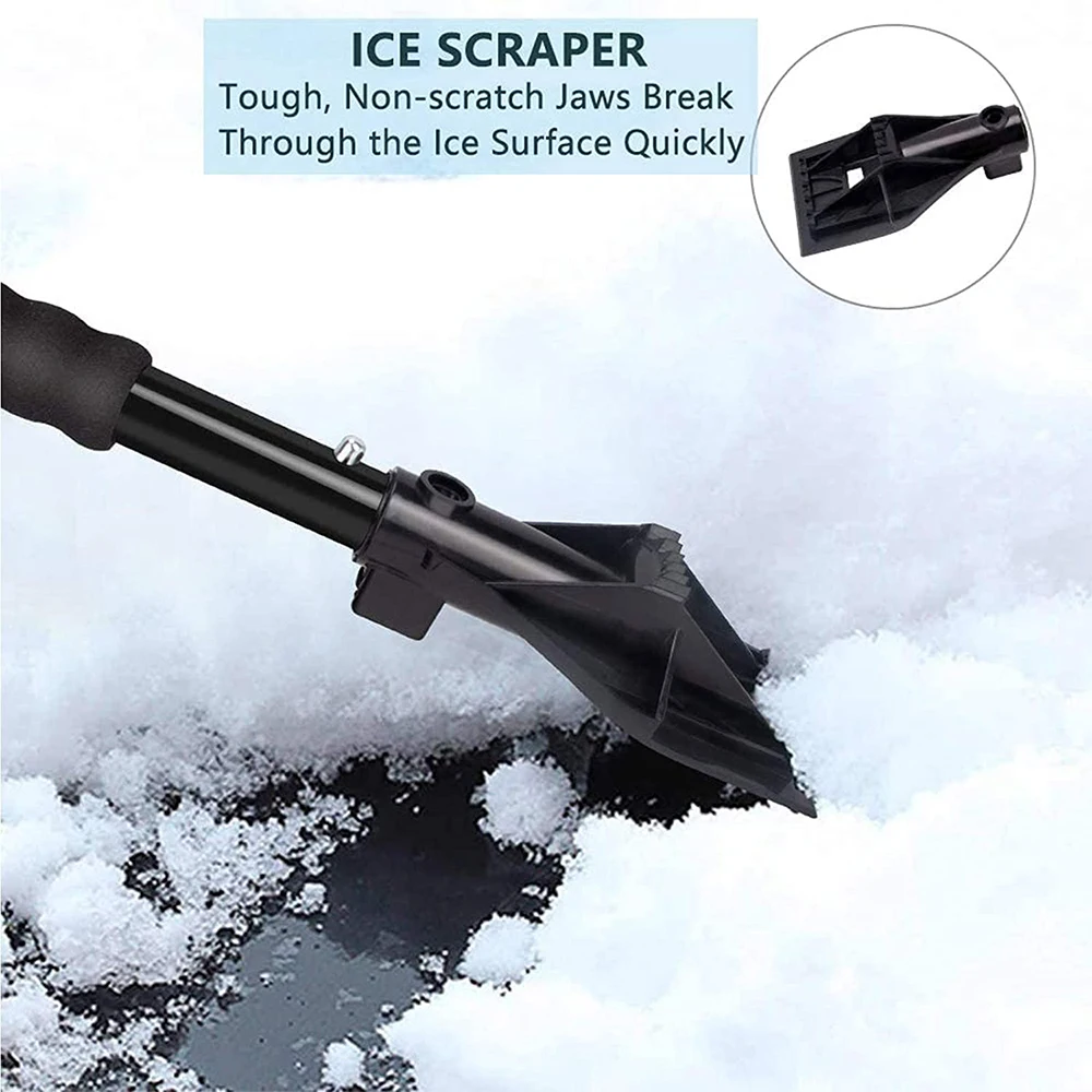 Podofo Portable Snow Shovel Scoop Shovel With Ergonomic 3-in-1 Snow Brush Lightweight Snow Remover Set Snow Shovel for Garden - Image 5