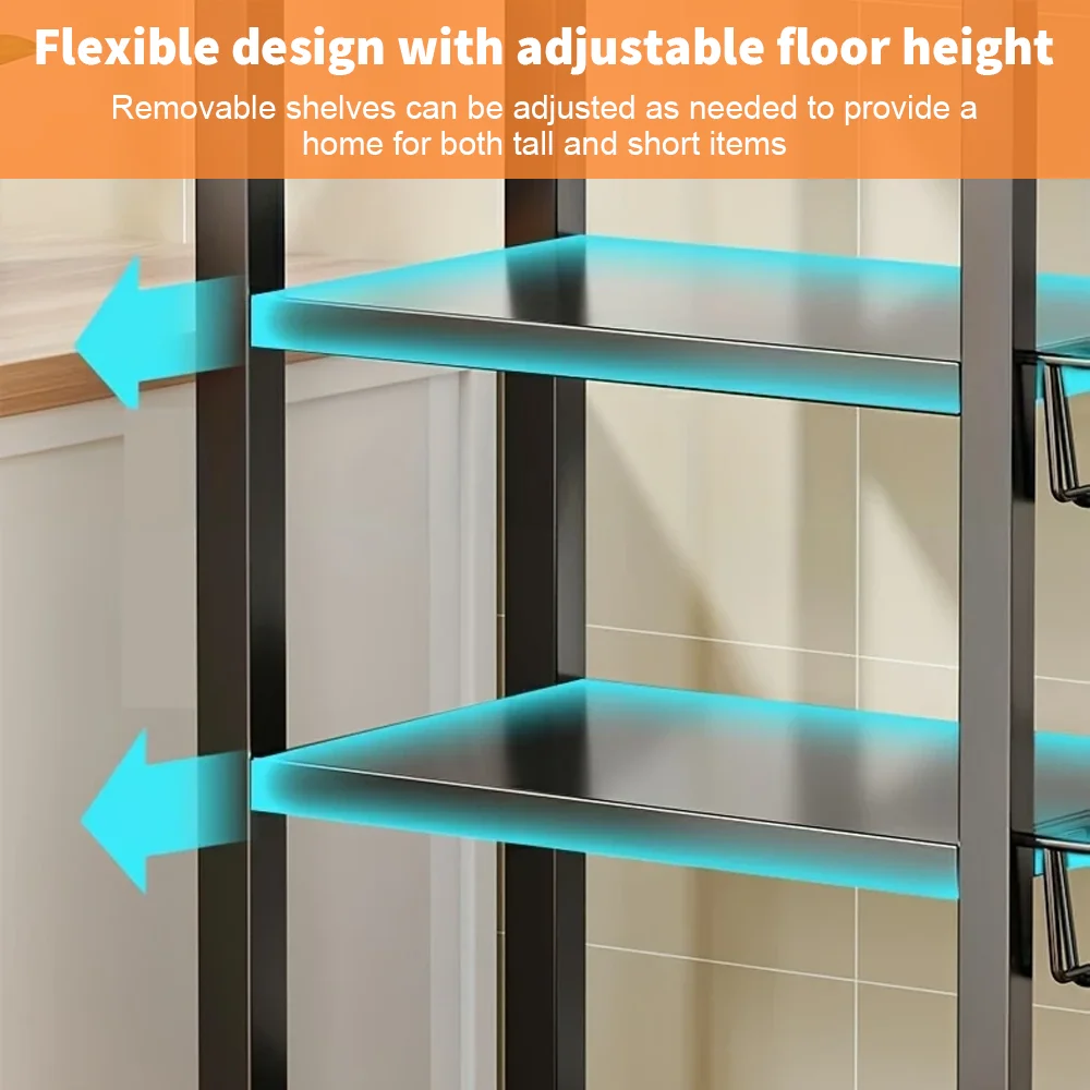 New Metal Shelf 4-Tier Storage Rack with Wheels Utility Rack Shelf Basket for Kitchen Bathroom Organizer 92*32*108cm - Image 4