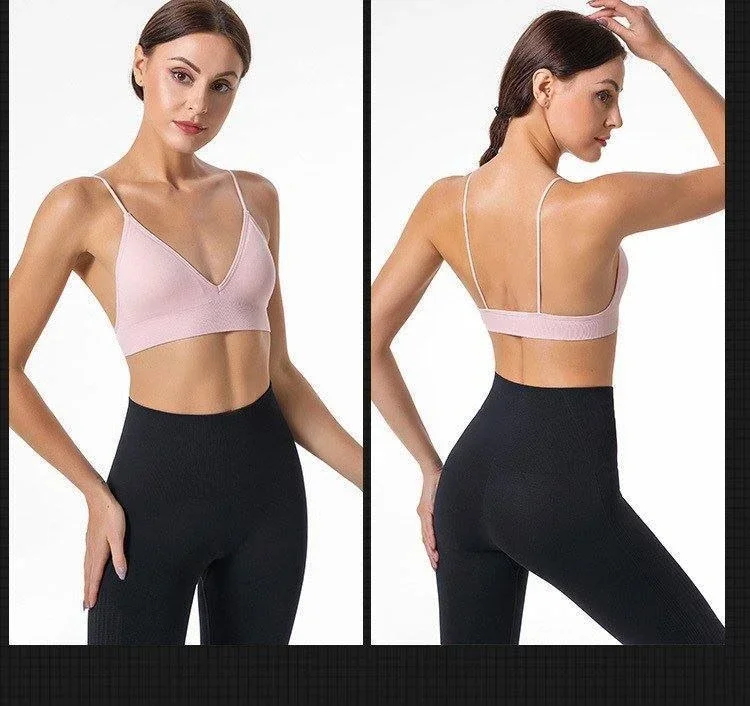 V Neck Seamless Triangle Cup Bra Camisole Underwear Wrapped Chest Women S M L Breathable Gather Up Sports Fitness Yoga Casual - Image 37