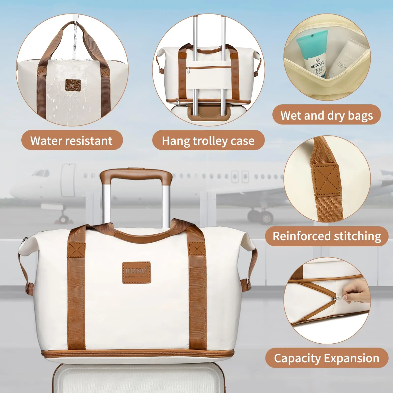 KONO 2/4/6-piece beauty case box cosmetics case hand luggage toilet bag travel bag luggage set - Image 5