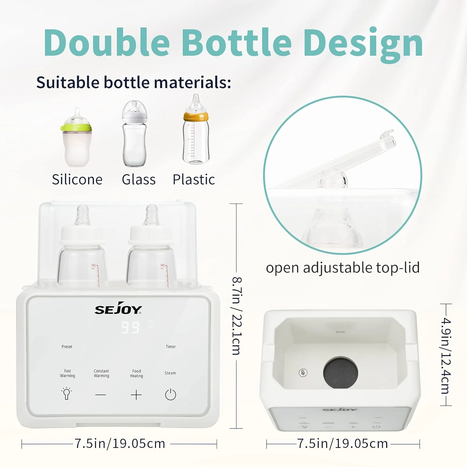 SEJOY Bottle Warmer, 6 in 1,breastmilk and Formula Milk Warmer, Baby Food Heating, Baby Water Warmer, Breast Feeding Essentials - Image 2