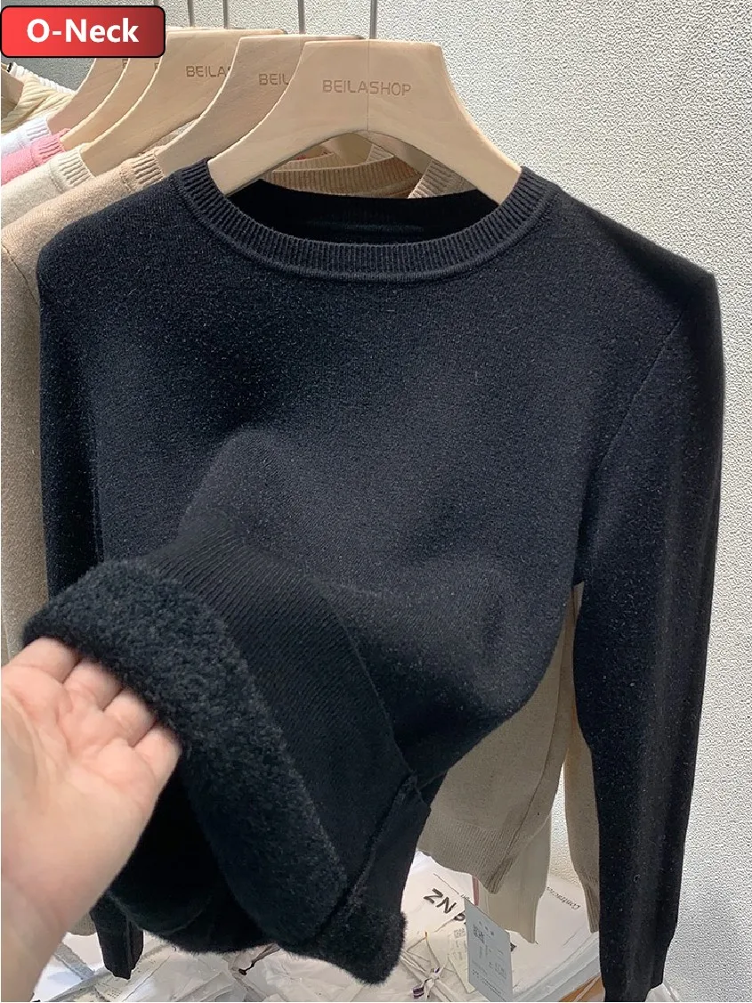 Sweater For Women Winter Thicken Turtleneck Slim Knit Pullover New Warm Plush Velvet Lined Knitwear Jumper Tops Casual Poleras - Image 9