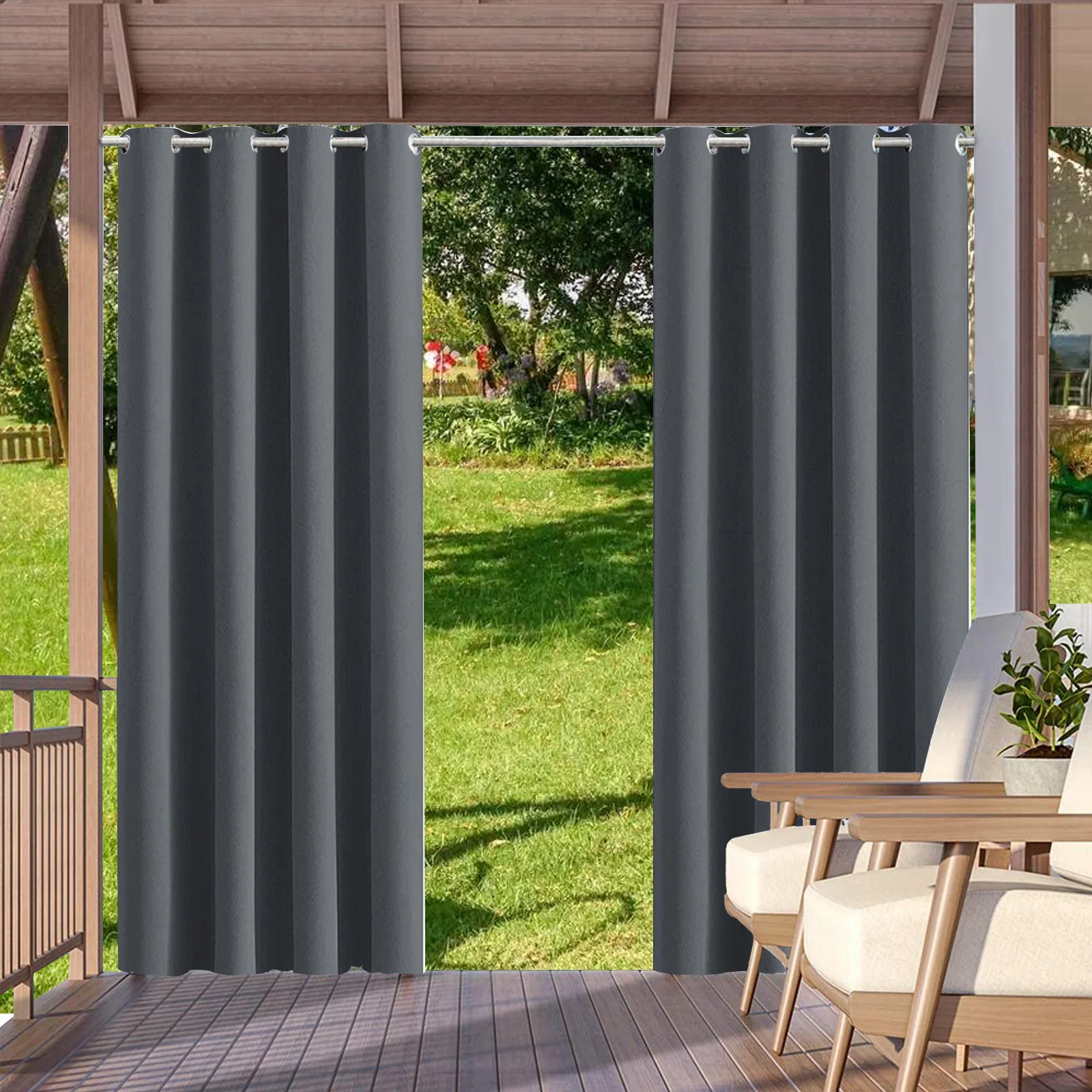 2pcs Outdoor Waterproof Patio Curtains Indoor Blackout Curtain for Living Room Bedroom Pavilion Terrace Garden Porch - Image 7