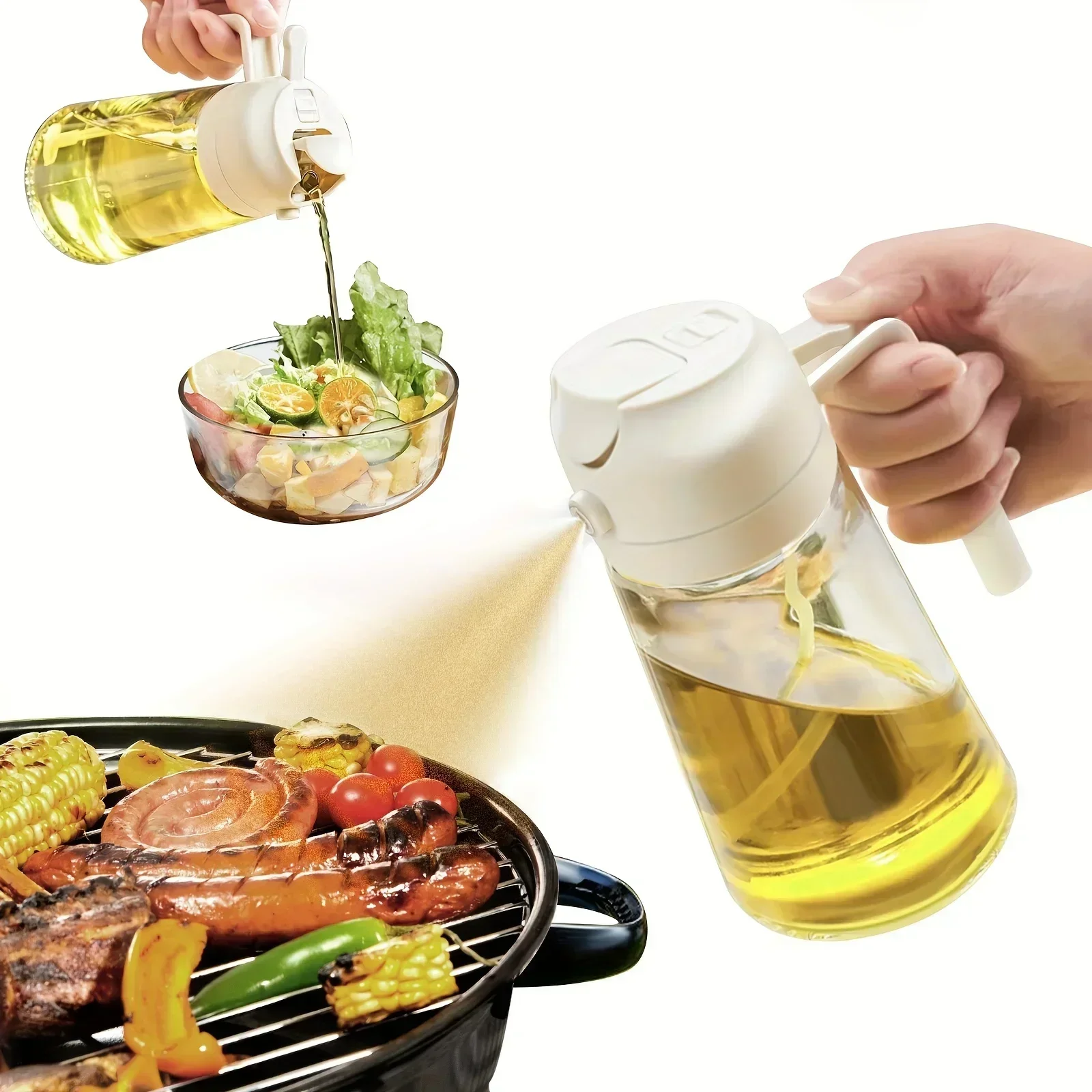 2IN1 Oil Dispenser 1-2PCS Mister 500ML Spray Plastics Oil Spray Bottle with 2pcs Brush Spray Pour Cooking Spritzer BBQ Bottle - Image 51